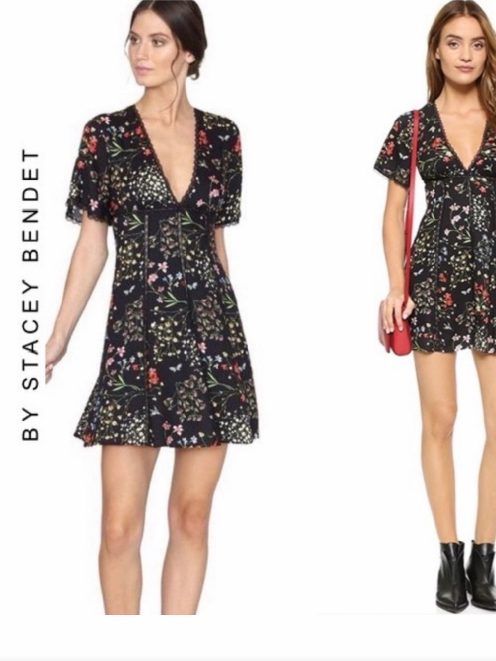 Alice + Olivia Floral Dress with Crochet Trim  - Size 10